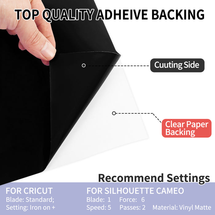 44 Pack, Black / White Permanent Vinyl Sheets , Glossy & Matte, 12” x 12”