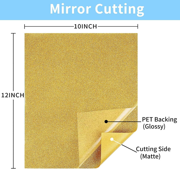 8 Pack, Glitter HTV Heat Transfer Vinyl,12" x 10" Glitter HTV Vinyl Sheets f- Iron on Vinyl for T-Shirts Fabric