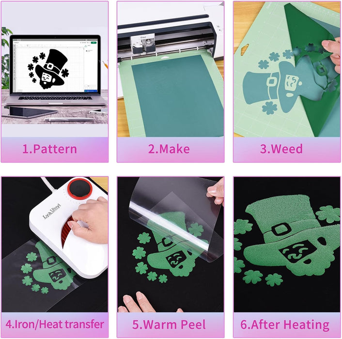 10 Pack, Puff Vinyl Heat Transfer - Assorted Colors Iron on Vinyl, 12"x10", 3D Puffy Heat Transfer Vinyl for T-Shirts