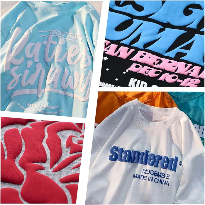 10 Pack, Puff Vinyl Heat Transfer - Assorted Colors Iron on Vinyl, 12"x10", 3D Puffy Heat Transfer Vinyl for T-Shirts