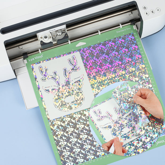 6 Pack  Shimmer Holographic Permanent Vinyl, Floral Adhesive Vinyl Sheets -12” x 12”