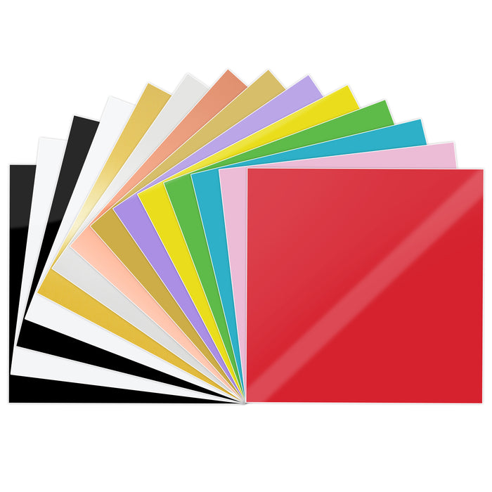 14 pcs, 12" x 12" Glossy Permanent Vinyl Sheets