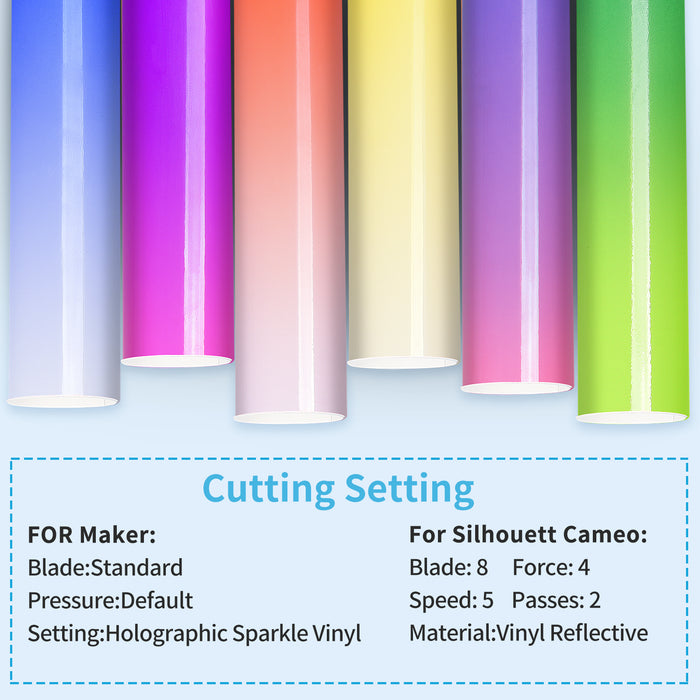 6 Pack Cold Permanent Vinyl Bundle,Color Changing Vinyl Permanent Adhesive Sheets, 12" x 12"