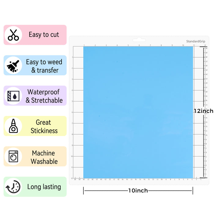 50 Pack of 22 Colors HTV Heat Transfer Vinyl Bundle, 12" x 10"