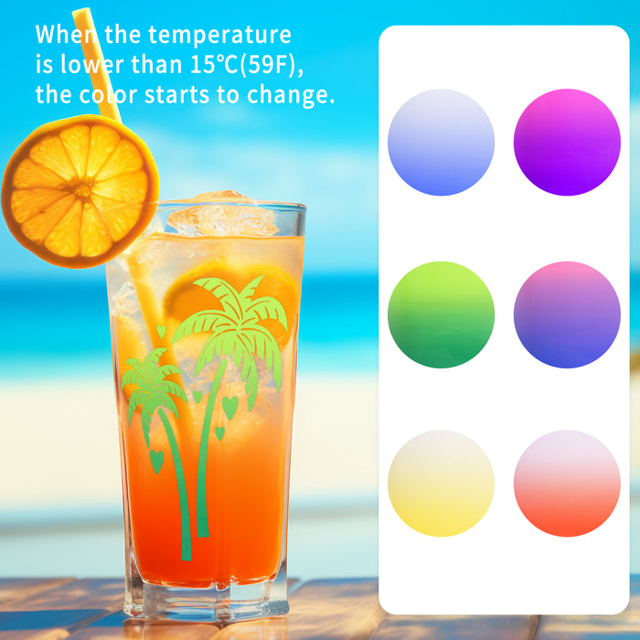 6 Pack Cold Permanent Vinyl Bundle,Color Changing Vinyl Permanent Adhesive Sheets, 12" x 12"