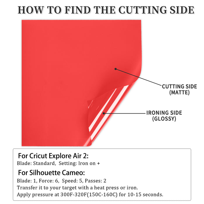 50 Pack of 22 Colors HTV Heat Transfer Vinyl Bundle, 12" x 10"