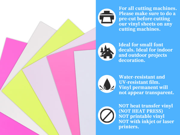 6 Pack Cold Permanent Vinyl Bundle,Color Changing Vinyl Permanent Adhesive Sheets, 12" x 12"