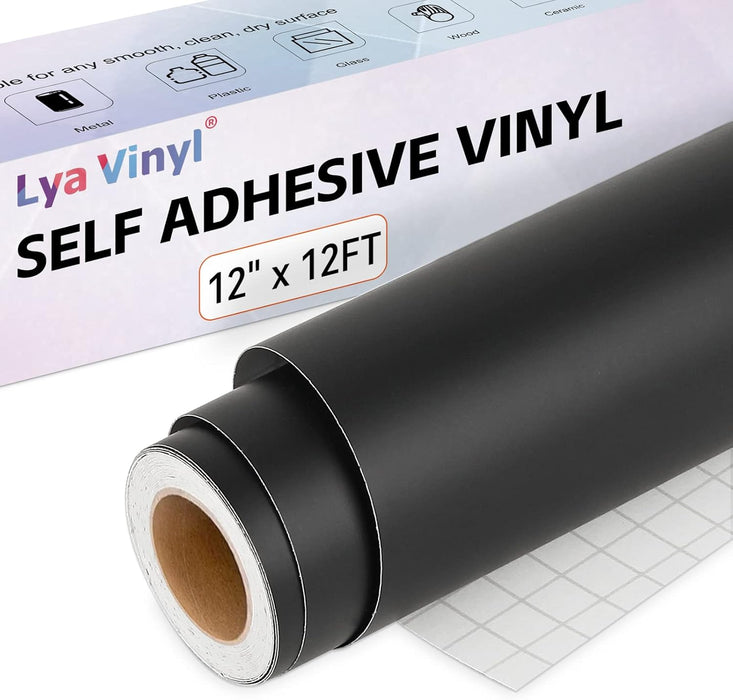 Black / White Permanent Vinyl Rolls, Glossy & Matte, 12" x 12 FT