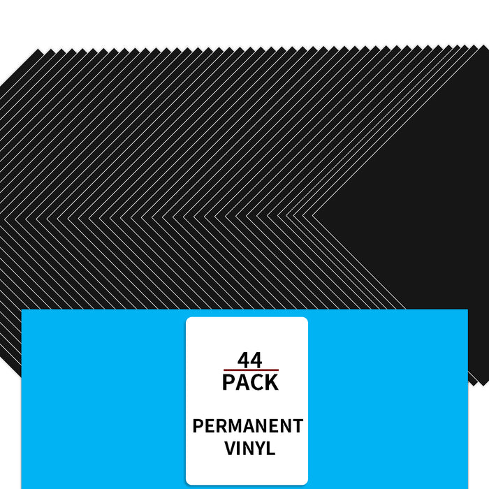 44 Pack, Black / White Permanent Vinyl Sheets , Glossy & Matte, 12” x 12”