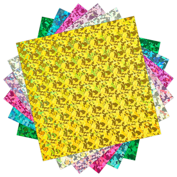 6 Pack Shimmer Holographic Permanent Vinyl, Floral Adhesive Vinyl Sheets -12” x 12”