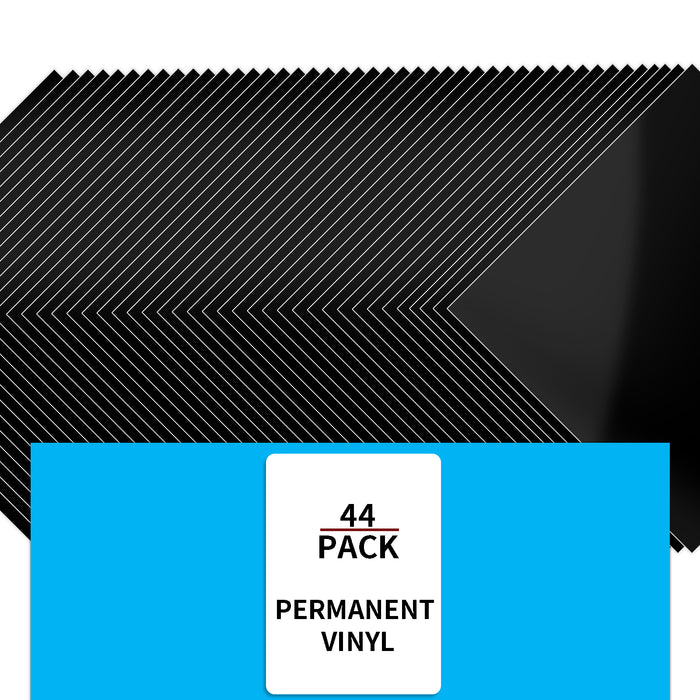 44 Pack, Black / White Permanent Vinyl Sheets , Glossy & Matte, 12” x 12”