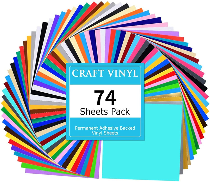 74 pcs Glossy & Matte Adhesive Vinyl Sheets Bundle - 12*12