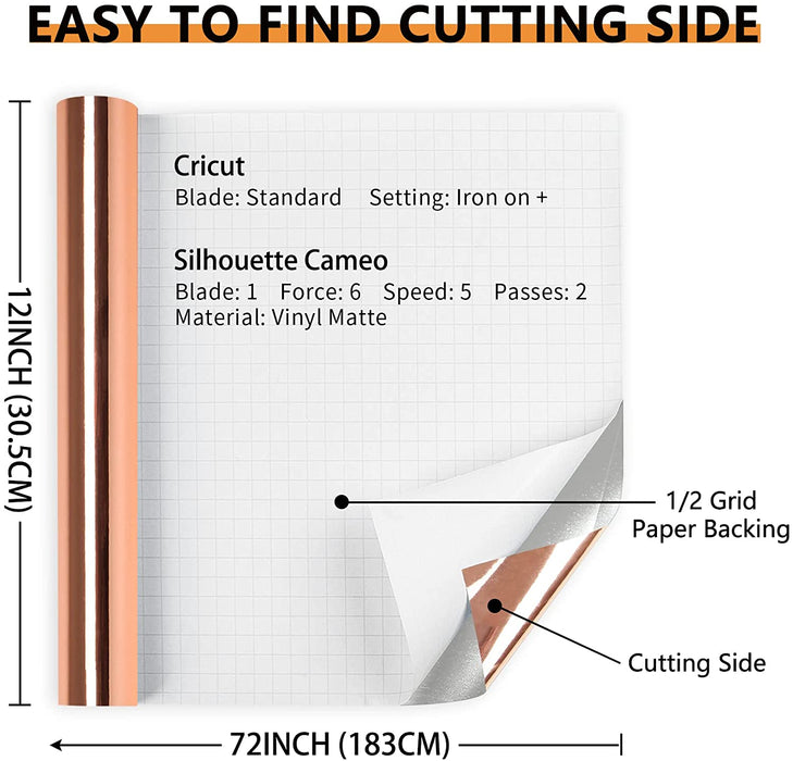 Light Metal Material Vinyl Roll,  Metallic Permanent Adhesive Vinyl  - 12*6 FT