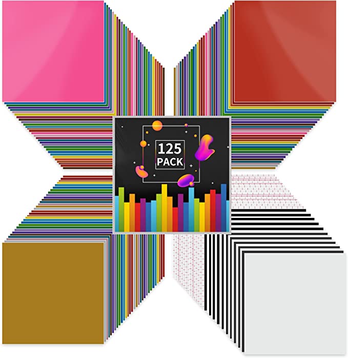 125pcs Permanent Vinyl Bundle, Matte & Glossy with transfer tape, 12" x 12"
