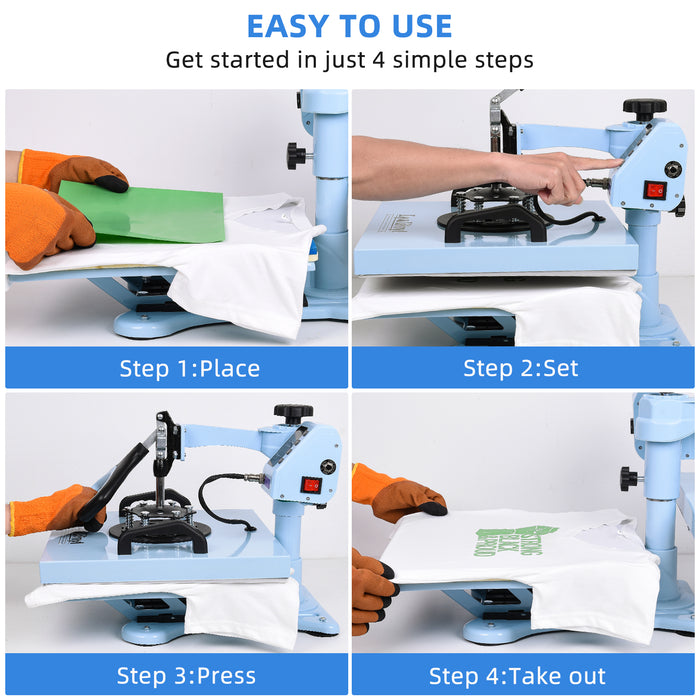 15“x15" Heat Press Machine - Lya Vinyl 7 in 1 Heat Press 360-Degree Swing Away Digital Press Machine Multifunction Sublimation Combo Heat Transfer Machine for T-Shirts, Hats, Caps, Mugs and Plates