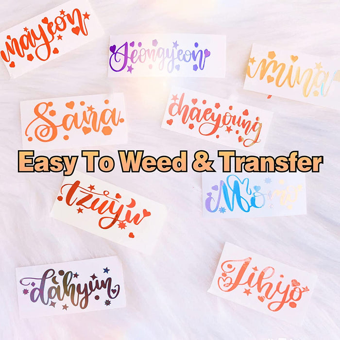 14 Pack Holographic Vinyl Adhesive vinyl sheets , Permanent Adhesive Vinyl Sheets - 12*12,with 2 transfer paper