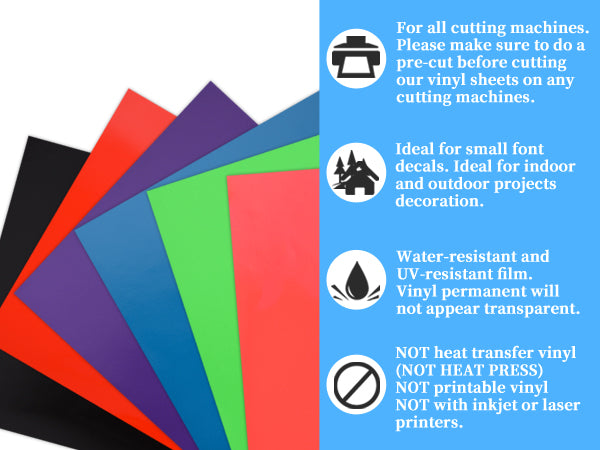 6 Pack Hot Permanent Vinyl Bundle,Color Changing Vinyl Permanent Adhesive Sheets, 12" x 12"