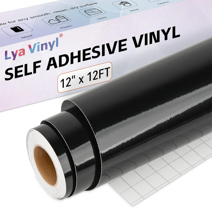 Black / White Permanent Vinyl Rolls, Glossy & Matte, 12" x 12 FT