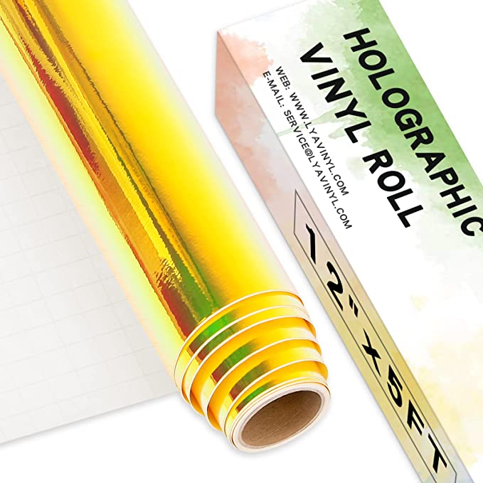 Yellow Green Holographic Iridescent Adhesive Vinyl Rolls By