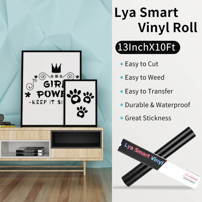 Cricut Roll Holder with Black and White Smart Permanent Vinyl Bundle