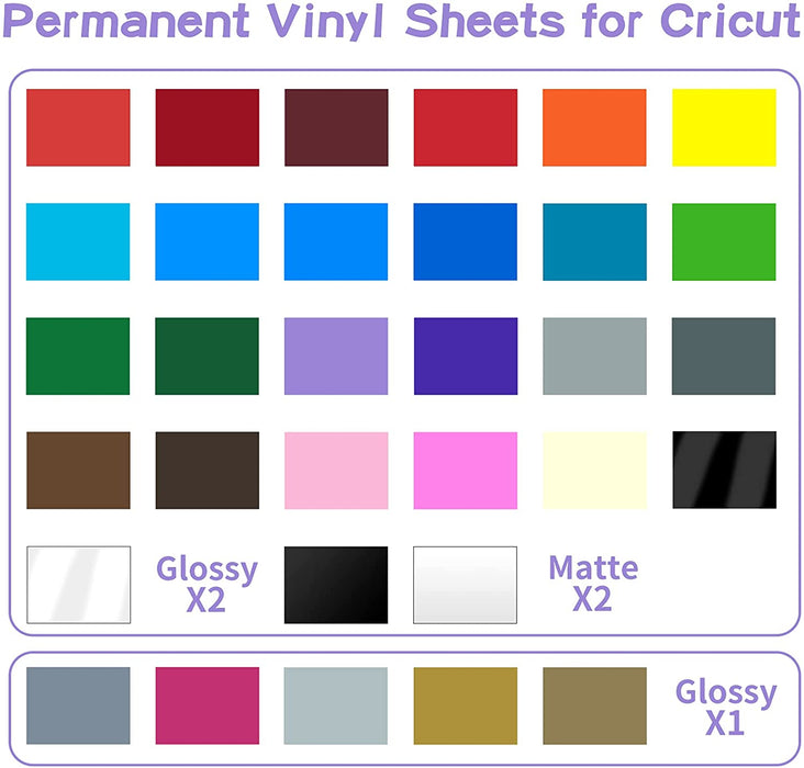 65pcs Glossy& Matte Adhesive Vinyl Sheets Bundle - 12*12