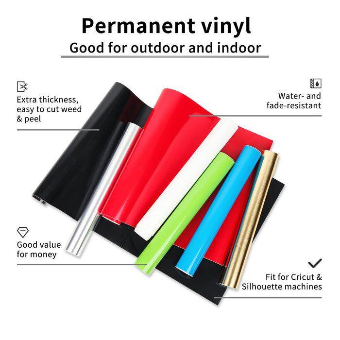 Incraftables Permanent Vinyl Sheets (40pcs). Bulk Permanent Vinyl for Cricut  Machine with Glossy, Matte & Transfer Sheets. Multicolor Self Adhesive Vinyl  Sheets Sticker Paper Bundle for DIY Crafts