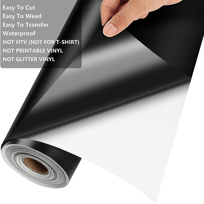 Black Permanent Vinyl - 15 Sheets Glossy Black Adhesive Vinyl