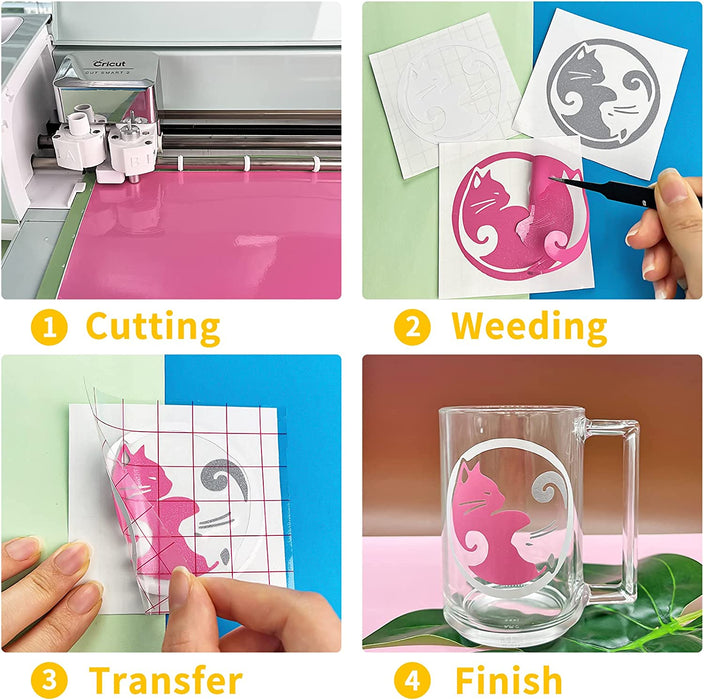Glossy & Matte Metallic Adhesive Vinyl Sheets - 12*12, 25+5packs