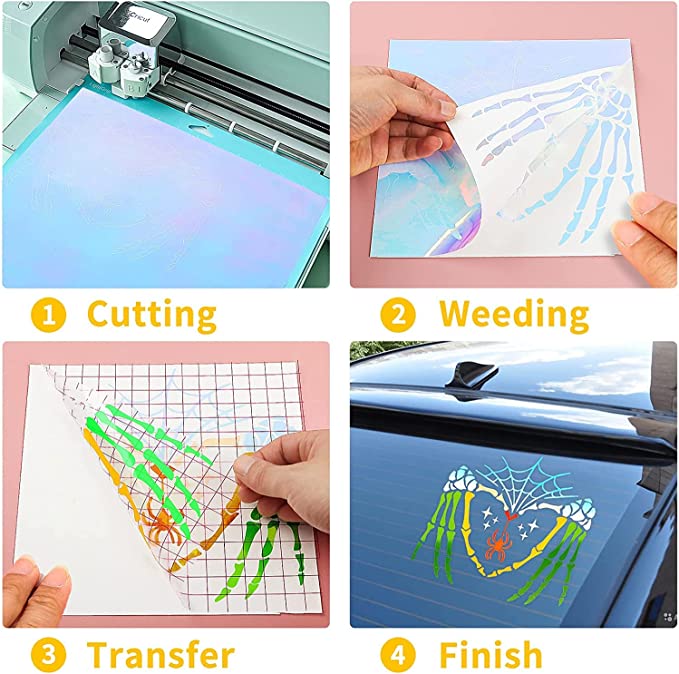 Holographic Adhesive Vinyl Sheets - 12*12, 7packs