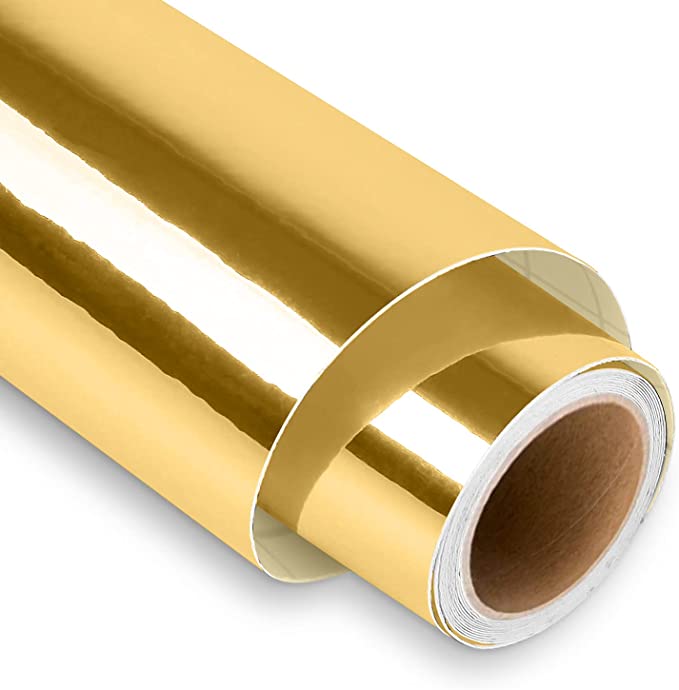 Chrome Gold Gloss Permanent Adhesive Craft Vinyl Roll 12 x 10'  Craftables  Vinyl for Cricut Silhouette Cameo Decals Signs Gold 10 Foot Roll